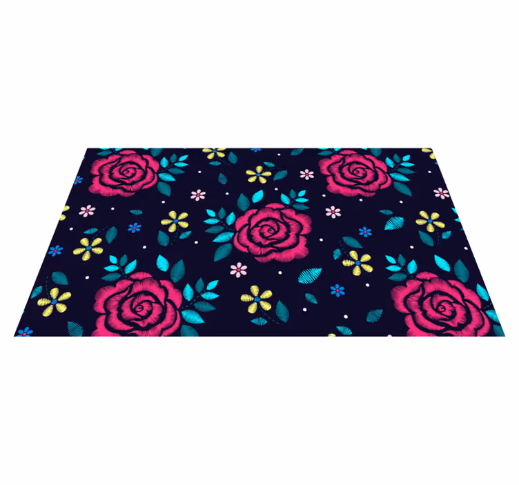 Tapis vinyle plantes motif floral vibrant - TenStickers