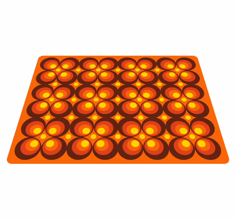 Tapis vinyle vintage cercles oranges années 70 - TenStickers