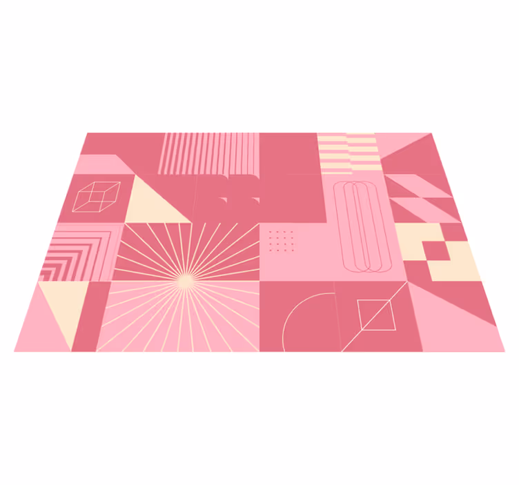 Tapis vinyle design moderne motifs géométriques roses - TenStickers