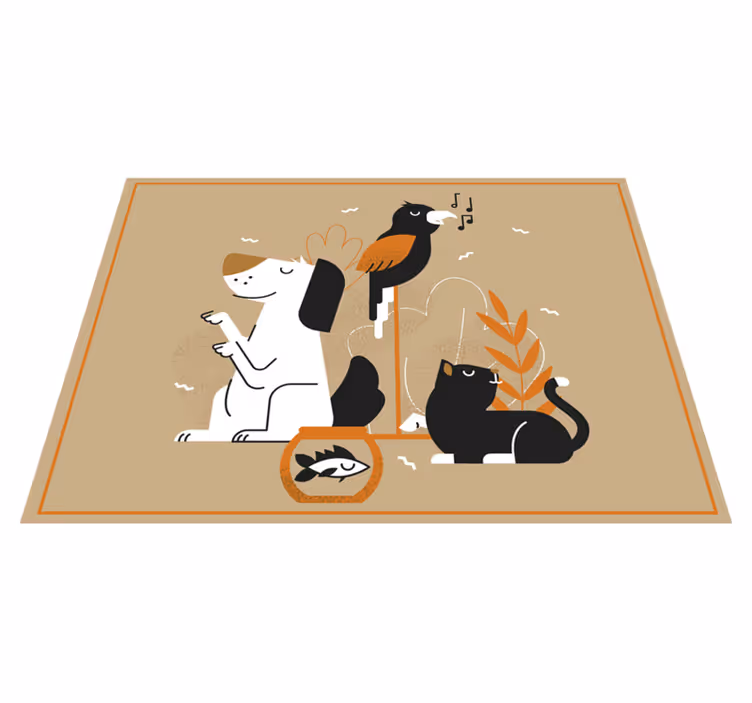 Tapis vinyle animal illustration beige pet - TenStickers