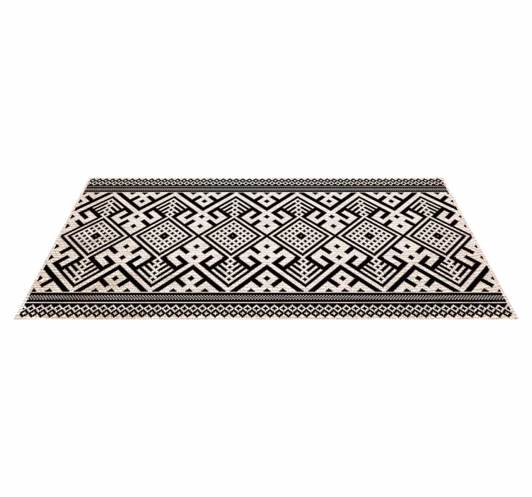 Tapis vinyle géométrique design noir et blanc - TenStickers