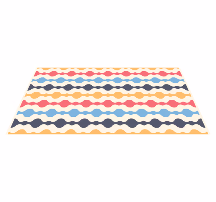 Tapis vinyle couloir vintage géométrique vagues années 70 - TenStickers