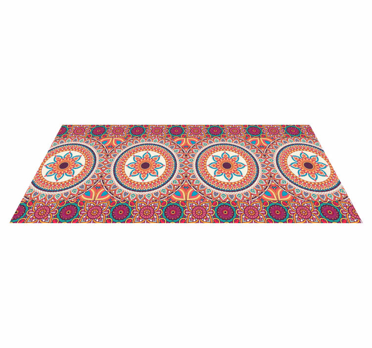 Tapis vinyle mandala coloré orange et rose - TenStickers