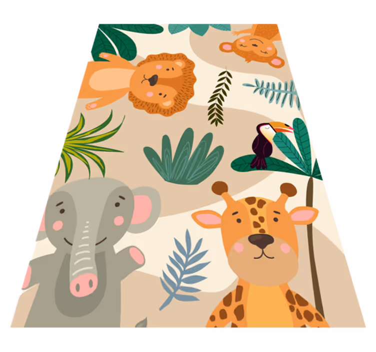 Tapis vinyle enfant dessins animaux de la jungle - TenStickers