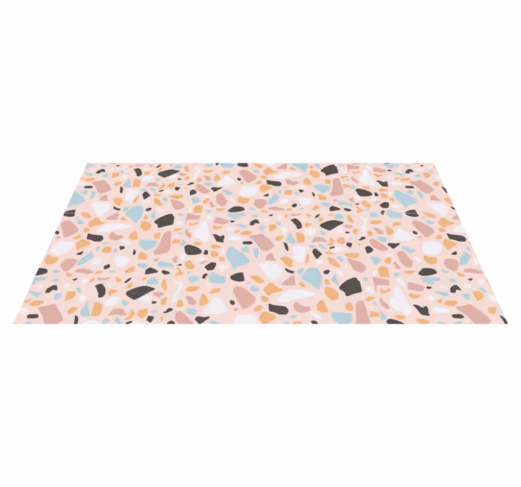 Tapis vinyle motif Terrazzo aquarelle rose et bleu - TenStickers
