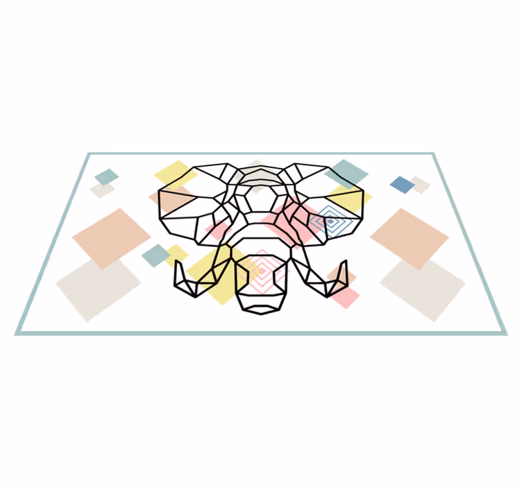 Tapis vinyle design moderne tête d'éléphant en origiami - TenStickers