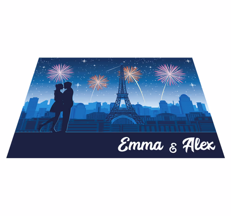 Tapis vinyle personnalisé romance parisienne - TenStickers