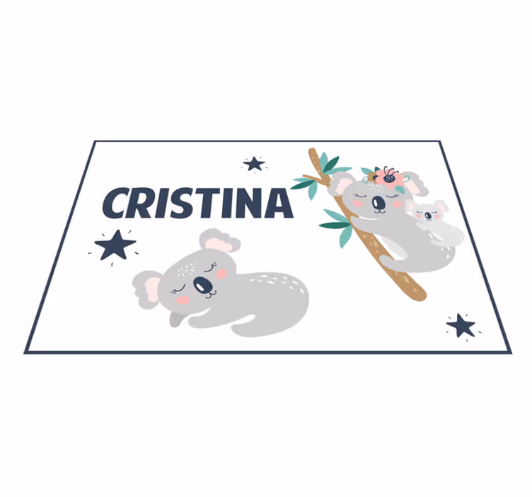 Tapis vinyle entrée avec nom koalas - TenStickers