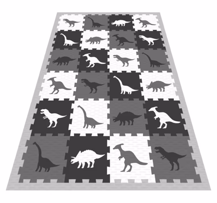Tapis vinyle pour enfants motif dinosaure gris - TenStickers
