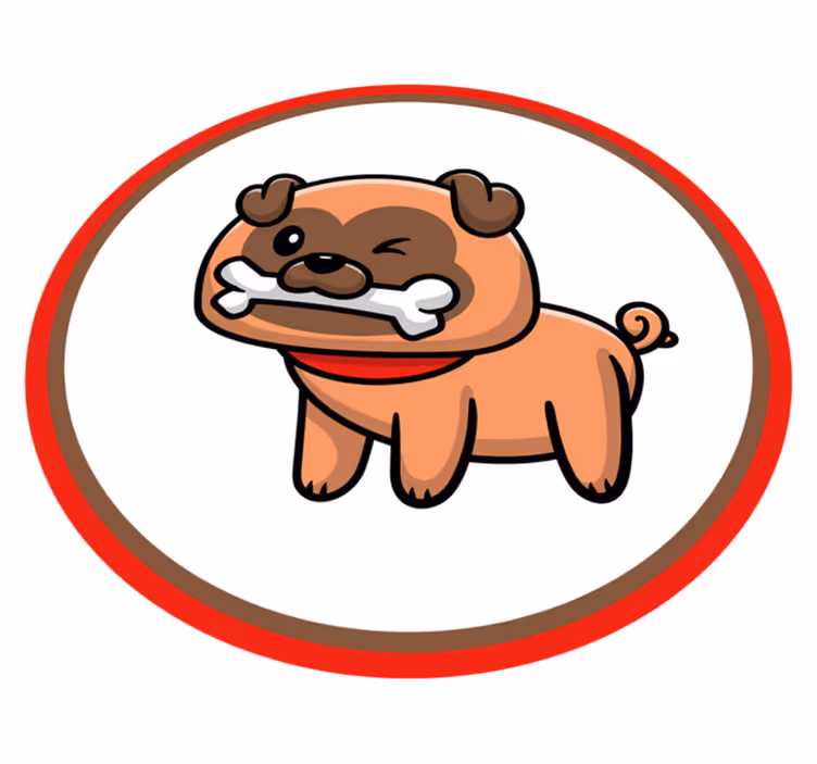 Tapis vinyle animal bouledogue avec un os - TenStickers