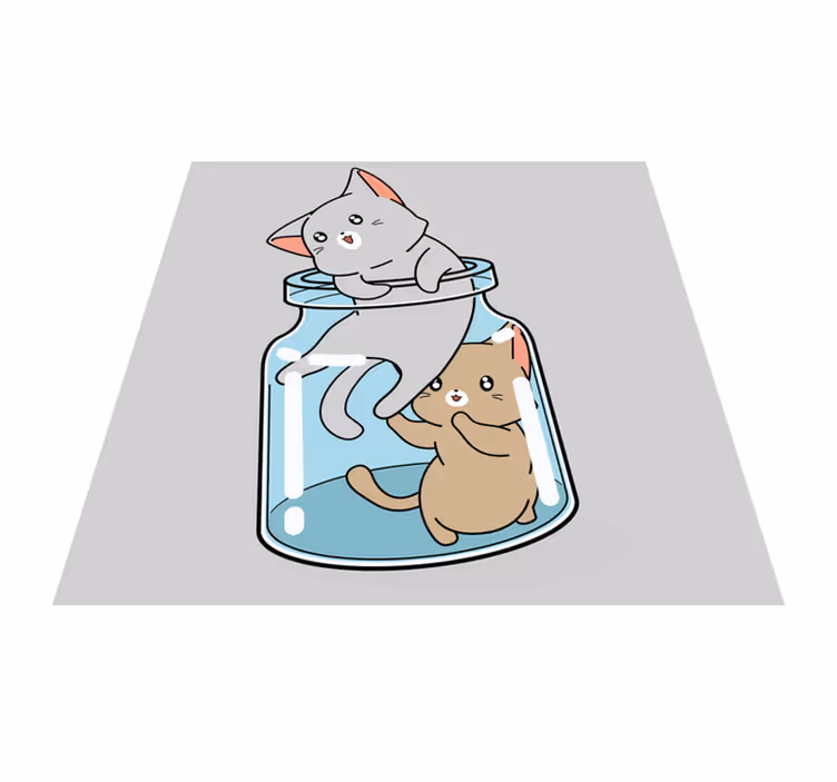 Tapis vinyle animal pot de chats mignons - TenStickers