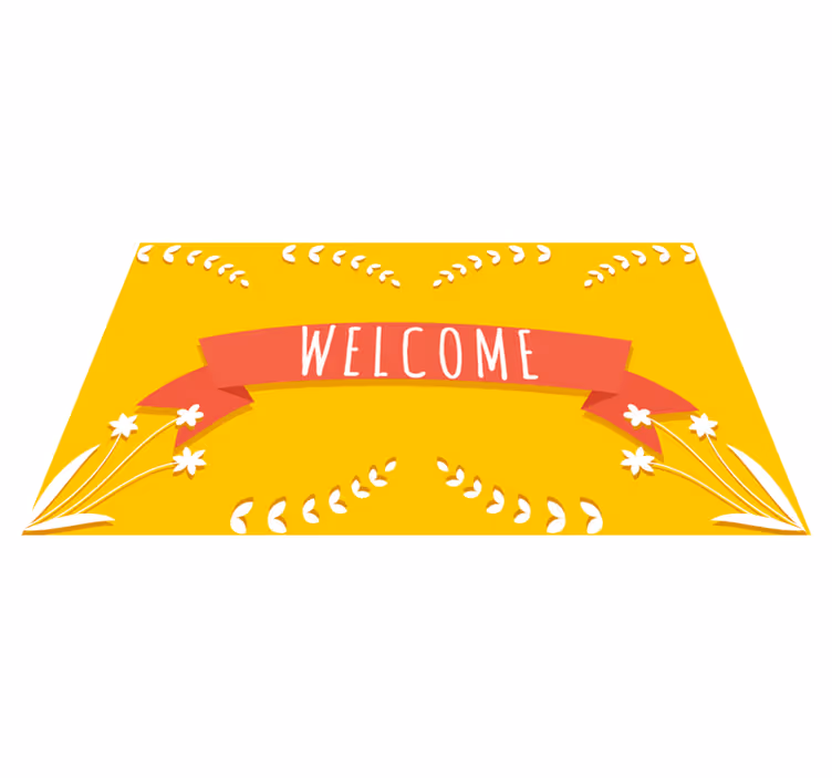 Tapis vinyle entrée message de bienvenue jaune - TenStickers
