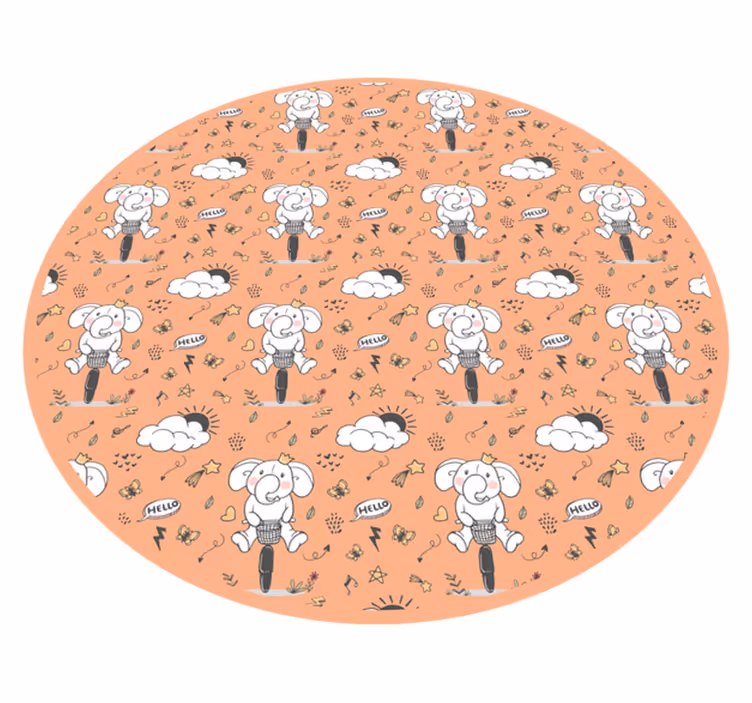 Tapis vinyle pour enfants thème joyeux de l'éléphant - TenStickers