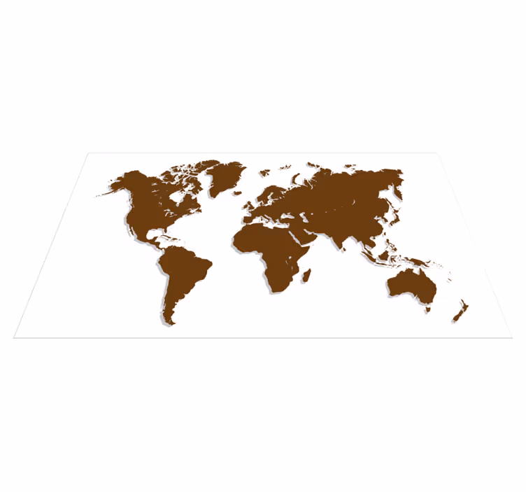 Tapis vinyle carte du monde contour marron et fond blanc - TenStickers