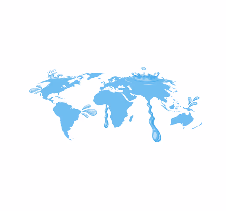 Tapis vinyle carte du monde conception d'eau bleue - TenStickers