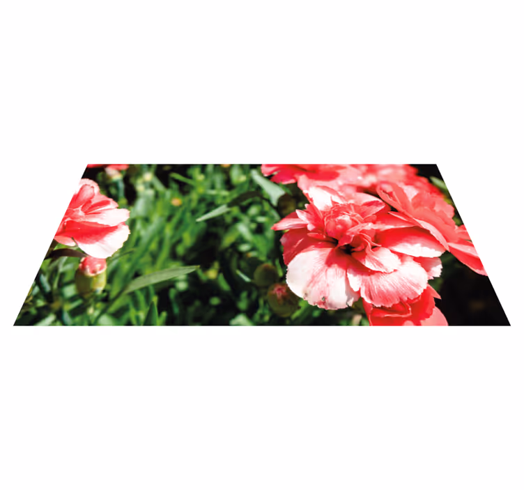 Tapis vinyle plantes fleurs roses et herbe - TenStickers