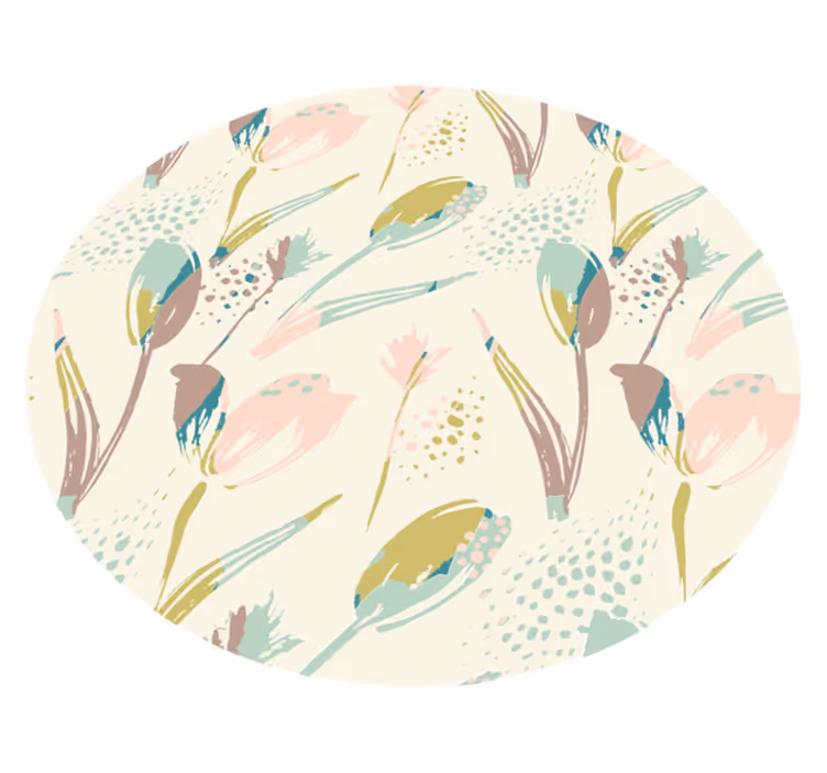 Tapis vinyle plantes motifs floraux cercle - TenStickers