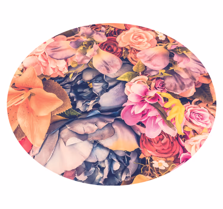 Tapis vinyle plantes composition florale ronde - TenStickers