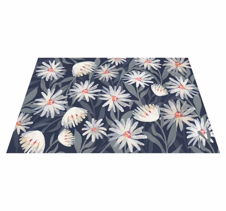 Tapis vinyle plantes marguerites blanches florales - TenStickers