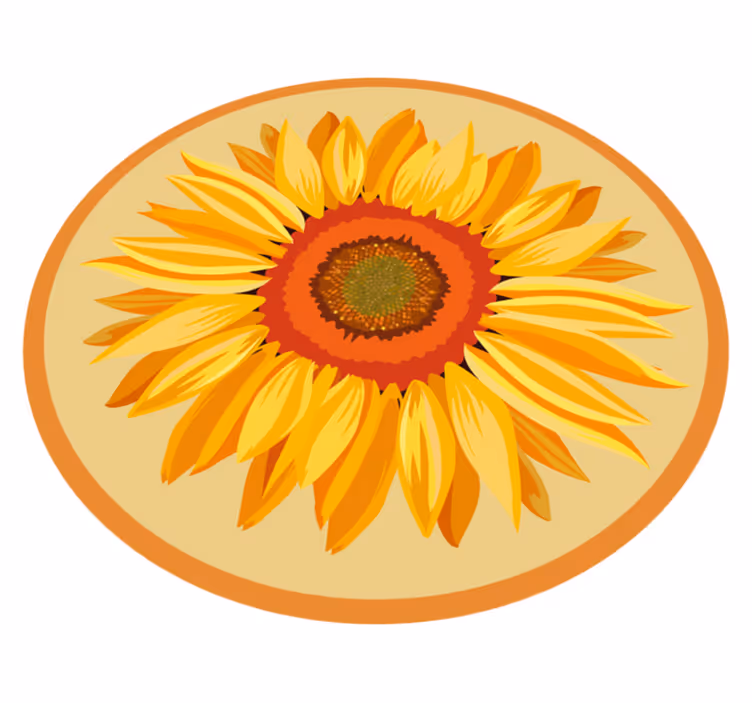 Tapis vinyle plantes tournesol rond - TenStickers