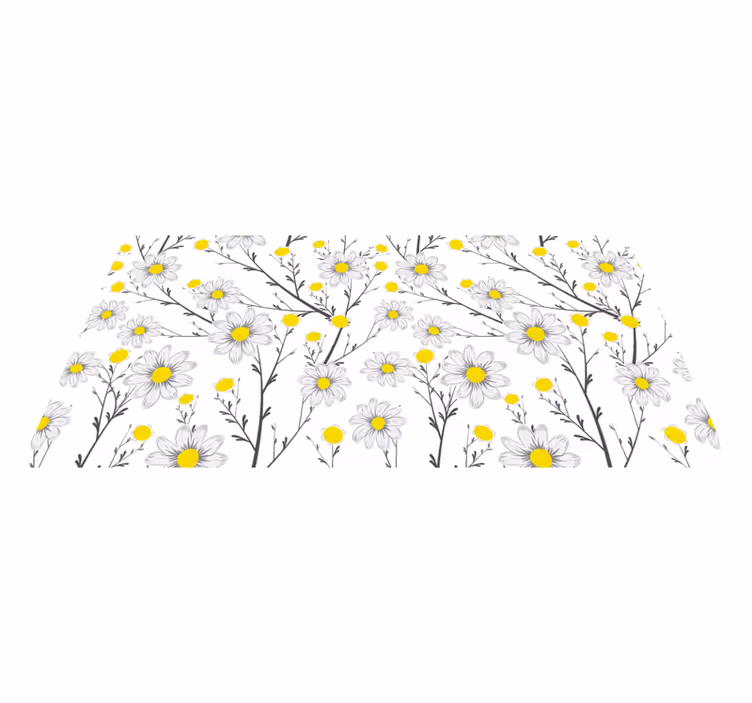 Tapis vinyle plantes motif floral jaune - TenStickers