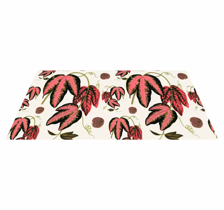 Tapis vinyle plantes motif de feuille rose - TenStickers