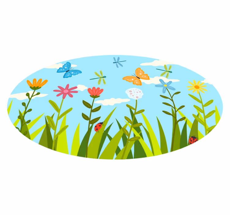 Tapis vinyle plantes scène de jardin fleuri - TenStickers