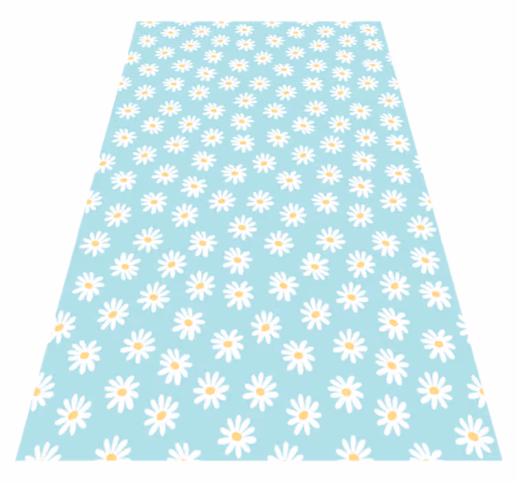 Tapis vinyle plantes motif marguerite bleu - TenStickers