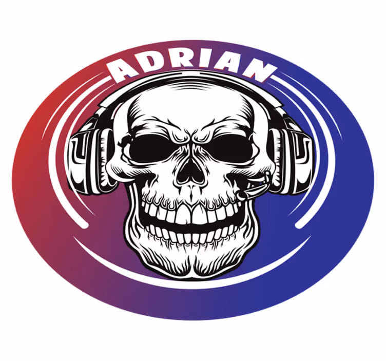 Tapis vinyle ado casque personnalisé avec tête de mort - TenStickers