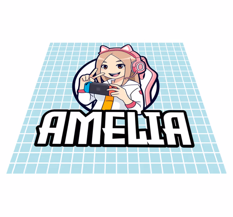 Tapis vinyle ado fille de jeu avec nom - TenStickers