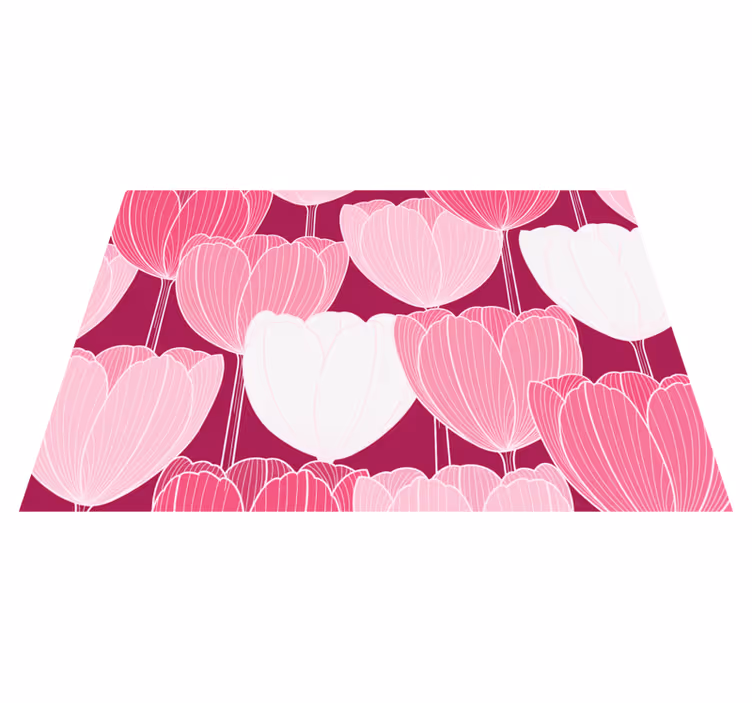 Tapis vinyle plantes éléments de tulipes roses - TenStickers