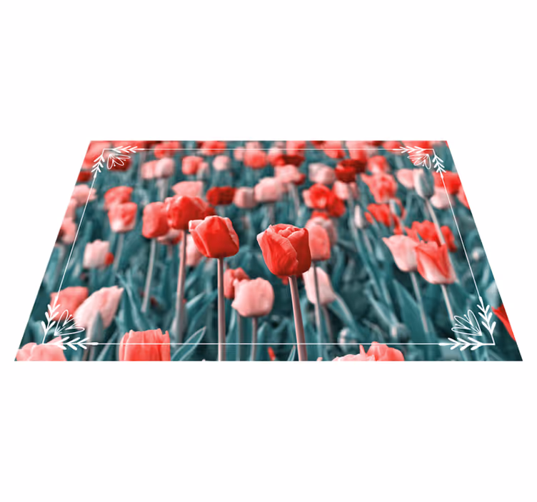 Tapis vinyle plantes scène de champ de tulipes - TenStickers
