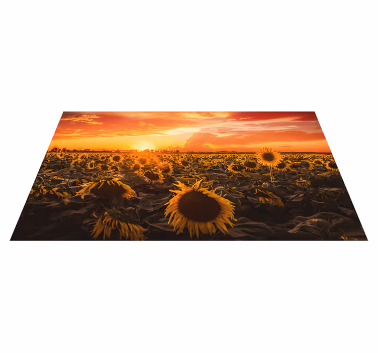 Tapis vinyle plantes scène de coucher de soleil - TenStickers