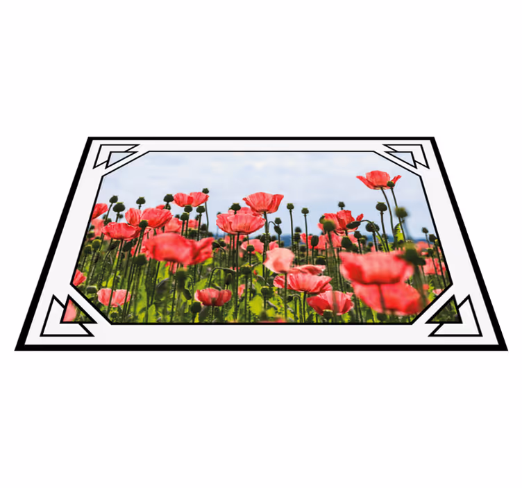 Tapis vinyle plantes champ de coquelicots coloré - TenStickers