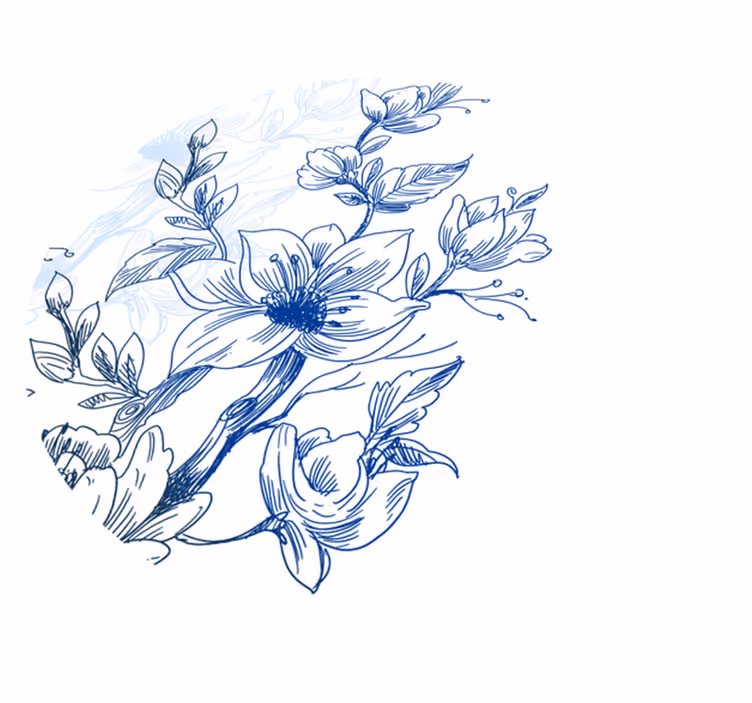Tapis vinyle plantes croquis botanique bleu - TenStickers