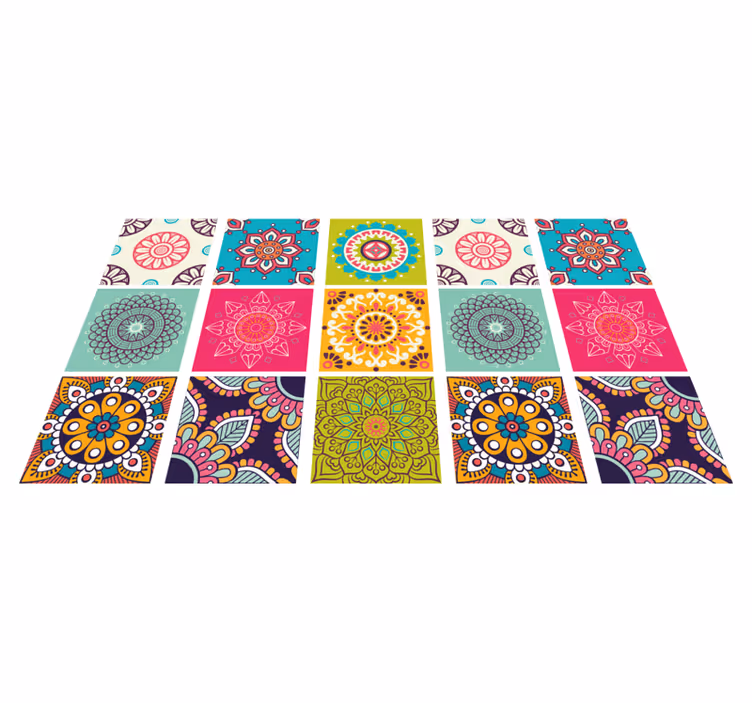 Tapis vinyle salle de bain carreaux marocains - TenStickers