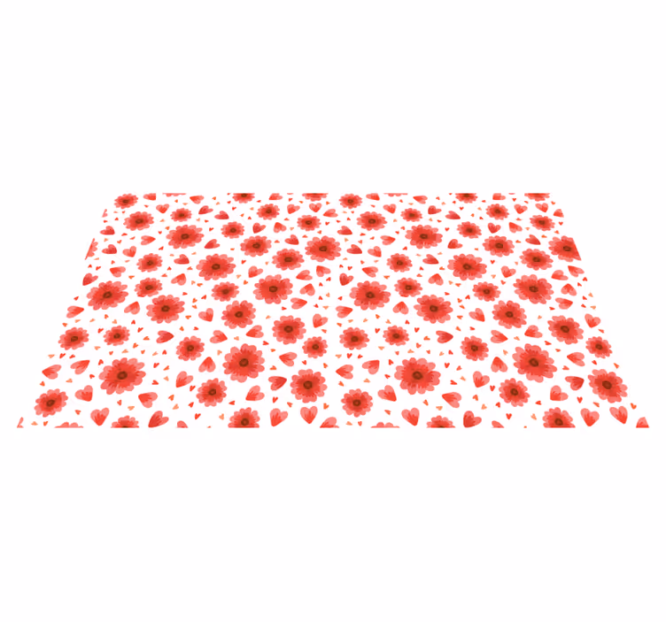 Tapis vinyle plantes motif de coeur floral - TenStickers