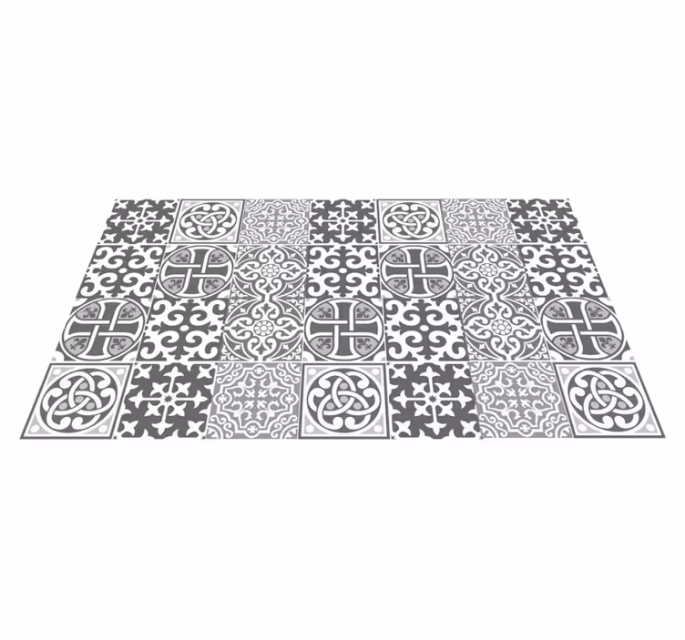 Tapis vinyle carreaux de ciment agencements gris raffinés - TenStickers