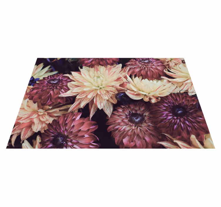 Tapis vinyle plantes exposition de dahlias en fleurs - TenStickers