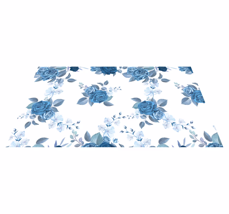 Tapis vinyle plantes composition florale bleue - TenStickers