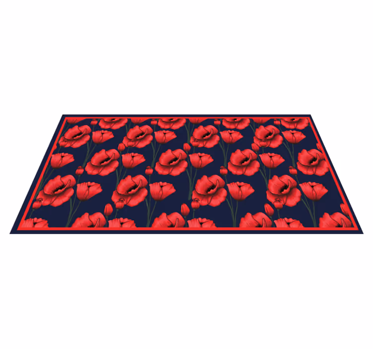 Tapis vinyle plantes arrangement de coquelicots rouges - TenStickers