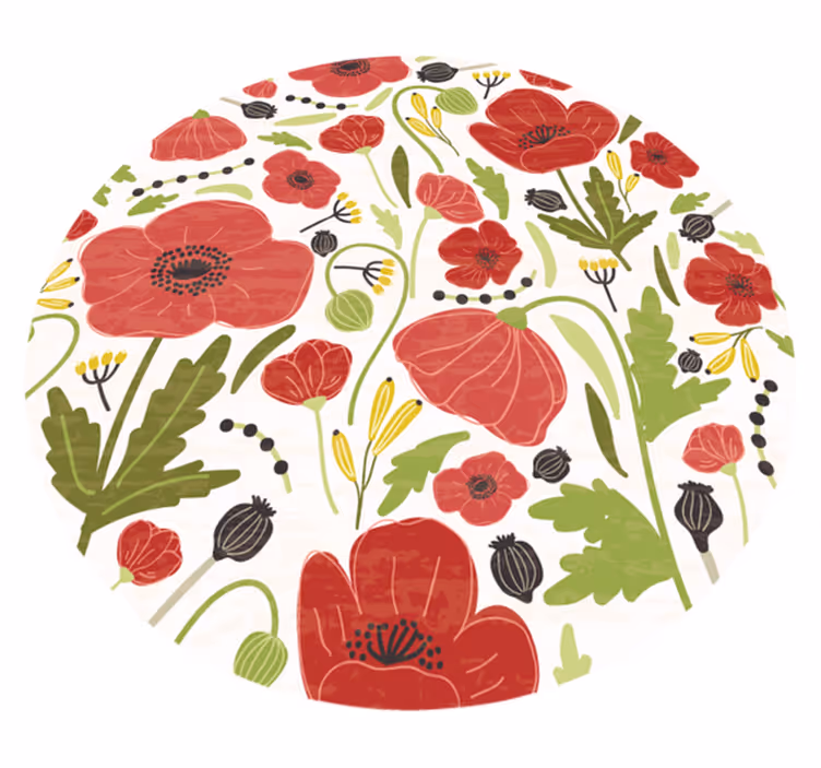 Tapis vinyle plantes fleurs de pavot rouge - TenStickers