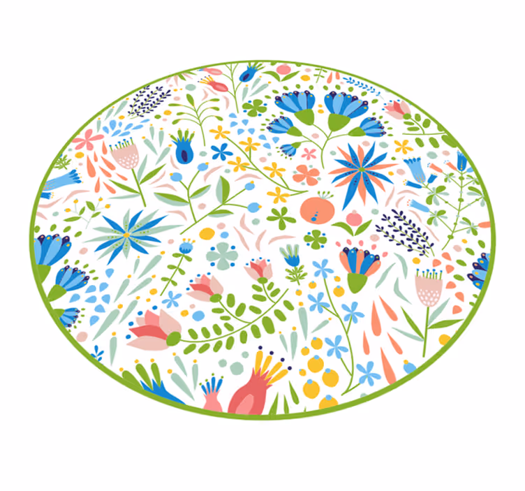 Tapis vinyle rond motifs floraux ravissants - TenStickers