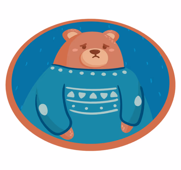 Tapis vinyle bébé pull ours triste - TenStickers
