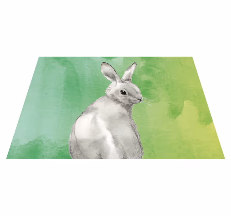 Tapis vinyle animal fond vert lapin - TenStickers