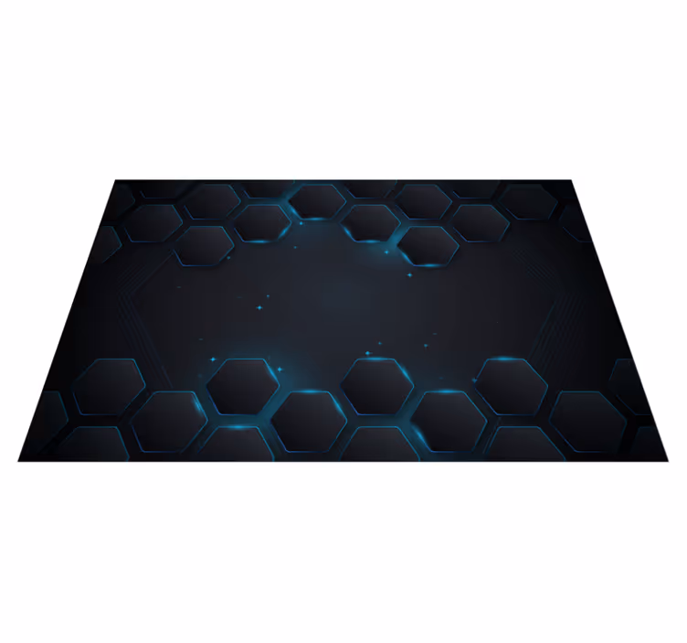 Tapis vinyle géométrique disposition hexagonale bleue - TenStickers