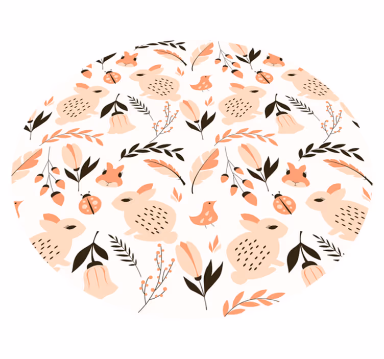 Tapis vinyle pour enfants doux lapin floral - TenStickers
