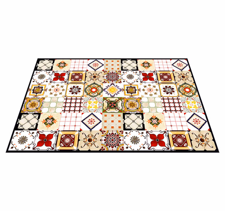 Tapis vinyle cuisine carreaux de ciment style portugais - TenStickers