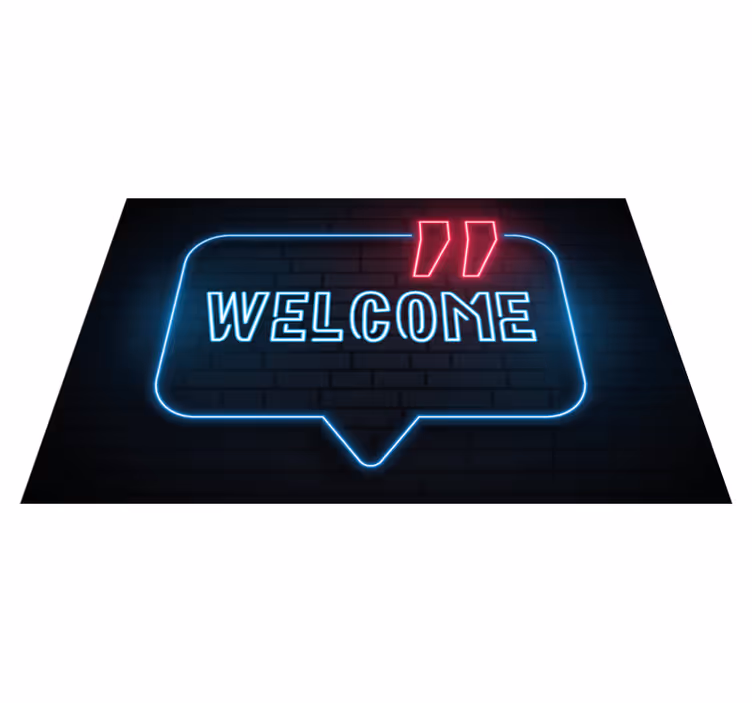 Tapis vinyle entrée enseigne bleu néon - TenStickers
