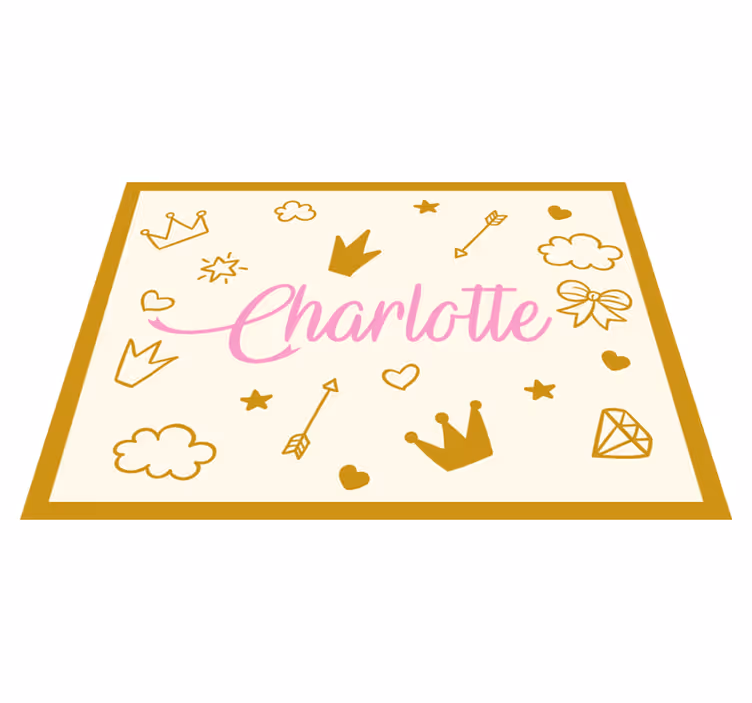 Tapis vinyle personnalisé thème princesse avec nom - TenStickers